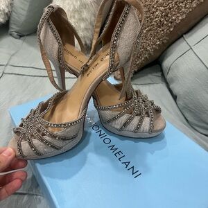 ANTONIO MELANI Silver Embellished Heels